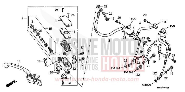 MAITRE-CYLINDRE FREIN AV. (CB600FA/FA3) de Hornet ABS PEARL COOL WHITE (NHA16) de 2008